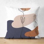 Çift Taraflı Beyaz Zemin Üzerinde Pastel Renkli Geometrik Desenli Süet Yastık Kırlent Kılıfı Realhomes