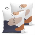 Çift Taraflı Beyaz Zemin Üzerinde Pastel Renkli Geometrik Desenli Süet Yastık Kırlent Kılıfı Realhomes