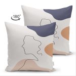 Çift Taraflı Pastel Zemin Üzerinde Onedraw Çizimli Bayan Silüeti Süet Yastık Kırlent Kılıfı Realhomes