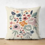 - Suet-K-8136-Gorsel1 - Realhomes Çift Taraflı Pastel Zeminli Rengarenk Çiçek Desenli Dijital Baskılı Modern Süet Yastık Kırlent Kılıfı Realhomes