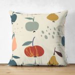 - Suet-K-8141-Gorsel1 - Realhomes Çift Taraflı Pastel Zeminli Renkli Meyva Desenli Dijital Baskılı Modern Süet Yastık Kırlent Kılıfı Realhomes