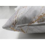 Çift Taraflı Renkli Zemin Üzerinde Gold Detaylı Mermer Desenli Modern Süet Yastık Kırlent Kılıfı Realhomes