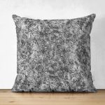 Çift Taraflı Beyaz Zemin Üzerinde Siyah Mermer Desenli Süet Yastık Kırlent Kılıfı Realhomes