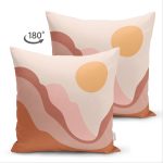 Çift Taraflı Pastel Zemin Üzerinde Güneş Desenli Dijital Baskılı Modern Süet Yastık Kırlent Kılıfı Realhomes