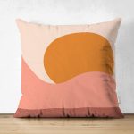 Çift Taraflı Pastel Zemin Üzerinde Güneş Desenli Dijital Baskılı Modern Süet Yastık Kırlent Kılıfı Realhomes