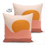 Çift Taraflı Pastel Zemin Üzerinde Güneş Desenli Dijital Baskılı Modern Süet Yastık Kırlent Kılıfı Realhomes