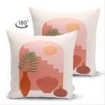 - Suet-K-8156-Gorsel2 - Realhomes Çift Taraflı Pastel Zemin Üzerinde Güneş Desenli Dijital Baskılı Modern Süet Yastık Kırlent Kılıfı Realhomes