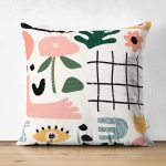 - Suet-K-8160-Gorsel1 - Realhomes Çift Taraflı Beyaz Zeminli Geometrik Desenli Dijital Baskılı Modern Süet Yastık Kırlent Kılıfı Realhomes