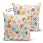 Çift Taraflı Pastel Zeminli Geometrik Desenli Dijital Baskılı Modern Süet Yastık Kırlent Kılıfı Realhomes