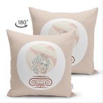 Çift Taraflı Pastel Zemin Üzerinde Yaprak Desenli Dijital Baskılı Modern Süet Yastık Kırlent Kılıfı Realhomes