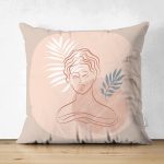 Çift Taraflı Pastel Zemin Üzerinde Antik Desenli Dijital Baskılı Modern Süet Yastık Kırlent Kılıfı Realhomes