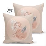 Çift Taraflı Pastel Zemin Üzerinde Antik Desenli Dijital Baskılı Modern Süet Yastık Kırlent Kılıfı Realhomes