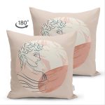 Çift Taraflı Pastel Zemin Üzerinde Antik Desenli Dijital Baskılı Modern Süet Yastık Kırlent Kılıfı Realhomes