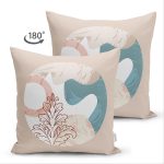 Çift Taraflı Pastel Zeminli Geometrik Desenli Dijital Baskılı Modern Süet Yastık Kırlent Kılıfı Realhomes