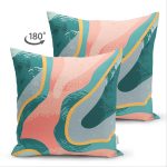 Çift Taraflı Renkli Zeminli Geometrik Desenli Dijital Baskılı Modern Süet Yastık Kırlent Kılıfı Realhomes