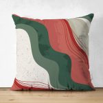 Çift Taraflı Renkli Zeminli Geometrik Desenli Dijital Baskılı Modern Süet Yastık Kırlent Kılıfı Realhomes