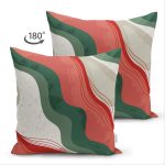 Çift Taraflı Renkli Zeminli Geometrik Desenli Dijital Baskılı Modern Süet Yastık Kırlent Kılıfı Realhomes