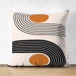 Çift Taraflı Renkli Zeminli Geometrik Desenli Dijital Baskılı Modern Süet Yastık Kırlent Kılıfı Realhomes