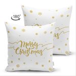 - Suet-K-8201-Gorsel2 - Realhomes Çift Taraflı Beyaz Zemin Üzerinde Gold Detaylı Kartaneli Merry Christmas Yazılı Süet Kırlent Kılıfı Realhomes