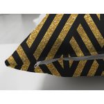 Çift Taraflı Gold Zeminli Siyah Geometrik Desenli Dijital Baskılı Modern Süet Yastık Kırlent Kılıfı Realhomes