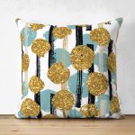 Çift Taraflı Beyaz Zeminli Renkli Puantiyeli Dijital Baskılı Modern Süet Yastık Kırlent Kılıfı Realhomes