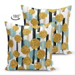 Çift Taraflı Beyaz Zeminli Renkli Puantiyeli Dijital Baskılı Modern Süet Yastık Kırlent Kılıfı Realhomes