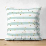 Çift Taraflı Beyaz Zeminli Renkli Puantiyeli Dijital Baskılı Modern Süet Yastık Kırlent Kılıfı Realhomes