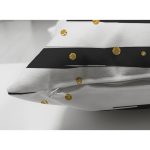 Çift Taraflı Beyaz Zemin Üzerinde Siyah Çizgili Gold Puantiyeli Modern Süet Yastık Kırlent Kılıfı Realhomes