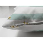 Çift Taraflı Beyaz Zemin Üzerinde Renkli Çizgili Gold Detaylı Kartanesi Desenli Süet Kırlent Kılıfı Realhomes