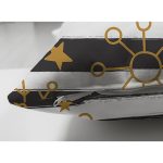 Çift Taraflı Beyaz Zemin Üzerinde Siyah Dekoratif Çizgili Gold Desenli Kartanesi Süet Kırlent Kılıfı Realhomes