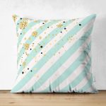 - Suet-K-8223-Gorsel1 - Realhomes Çift Taraflı Beyaz Zemin Üzerinde Renkli Yatay Çizgili Gold Detaylı Süet Yastık Kırlent Kılıfı Realhomes