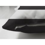 Çift Taraflı Beyaz Zemin Üzerinde Siyah Çizgili Gold Detaylı Modern Süet Yastık Kırlent Kılıfı Realhomes