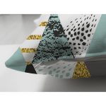 Çift Taraflı Pastel Zemin Üzerinde Gold Detaylı Geometrik Desenli Süet Yastık Kırlent Kılıfı Realhomes