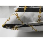 - Suet-K-8227-Gorsel3 - Realhomes Çift Taraflı Beyaz Zemin Üzerinde Siyah Çizgili Gold Detaylı Yaprak Desenli Süet Kırlent Kılıfı Realhomes