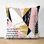 - Suet-K-8228-Gorsel1 - Realhomes Çift Taraflı Beyaz Zemin Üzerinde Renkli Geometrik Desenli Dijital Baskılı Modern Süet Yastık Kılıfı Realhomes
