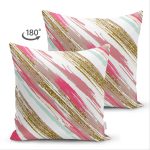 Çift Taraflı Beyaz Zemin Üzerinde Renkli Soyut Desenli Süet Yastık Kırlent Kılıfı Realhomes