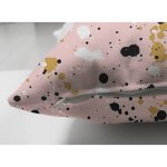 Çift Taraflı Renkli Zemin Üzerinde Gold Detaylı Siyah Puantiyeli Süet Yastık Kırlent Kılıfı Realhomes