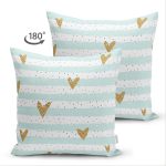 - Suet-K-8231-Gorsel2 - Realhomes Çift Taraflı Beyaz Zemin Üzerinde Renkli Çizgili Gold Detaylı Kalp Desenli Süet Kırlent Kılıfı Realhomes