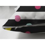 Çift Taraflı Beyaz Zemin Üzerinde Yatay Çizgili Renkli Puantiyeli Süet Yastık Kırlent Kılıfı Realhomes