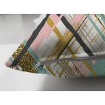 Çift Taraflı Beyaz Zemin Üzerinde Gold Detaylı Geometrik Desenli Süet Yastık Kırlent Kılıfı Realhomes