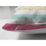 Çift Taraflı Beyaz Zemin Üzerinde Renkli Yatay Çizgili Gold Detaylı Süet Yastık Kırlent Kılıfı Realhomes