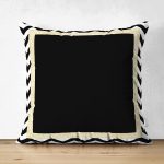 Çift Taraflı Beyaz Zemin Üzerinde Gold Detaylı Siyah Zigzag Desenli Süet Yastık Kırlent Kılıfı Realhomes