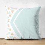 Çift Taraflı Renkli Zeminli Geometrik Desenli Dijital Baskılı Modern Süet Yastık Kırlent Kılıfı Realhomes