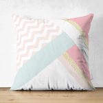 Çift Taraflı Renkli Zeminli Geometrik Desenli Dijital Baskılı Modern Süet Yastık Kırlent Kılıfı Realhomes