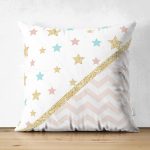 Çift Taraflı Renkli Zeminli Geometrik Desenli Dijital Baskılı Modern Süet Yastık Kırlent Kılıfı Realhomes