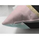 Çift Taraflı Renkli Zemin Üzerinde Gold Detaylı Geometrik Çizimli Süet Yastık Kırlent Kılıfı Realhomes