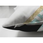 Çift Taraflı Renkli Zemin Üzerinde Gold Detaylı Geometrik Çizimli Süet Yastık Kırlent Kılıfı Realhomes