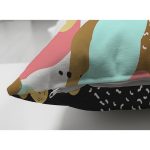 Çift Taraflı Beyaz Zemin Üzerinde Gold Detaylı Renkli Geometrik Desenli Süet Yastık Kırlent Kılıfı Realhomes