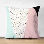 - Suet-K-8275-Gorsel1 - Realhomes Çift Taraflı Beyaz Zemin Üzerinde Renkli Geometrik Desenli Dijital Baskılı Modern Süet Yastık Kılıfı Realhomes