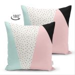 - Suet-K-8275-Gorsel2 - Realhomes Çift Taraflı Beyaz Zemin Üzerinde Renkli Geometrik Desenli Dijital Baskılı Modern Süet Yastık Kılıfı Realhomes